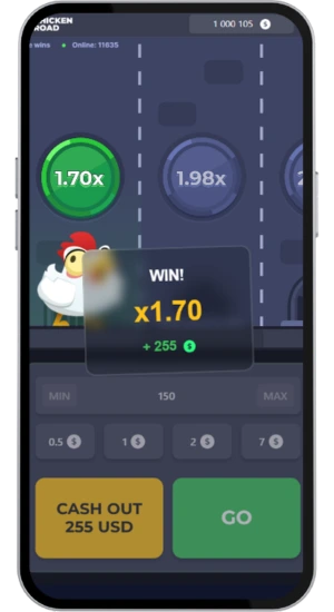 Chicken Road win screen