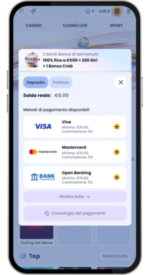 Offerta bonus sul deposito