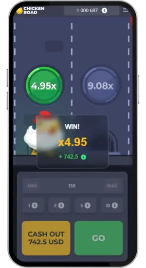 Chicken Road gevinstskaerm med x4.95