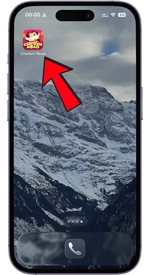 Chicken Road casino app icon on iPhone home screen ready for instant play