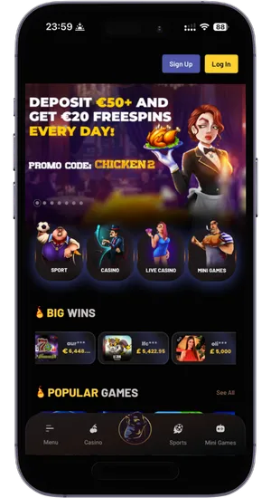 Safari browser on iPhone showing UK casino website with Chicken Road game