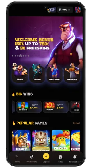 Opening a UK casino website on Android browser to access Chicken Road game