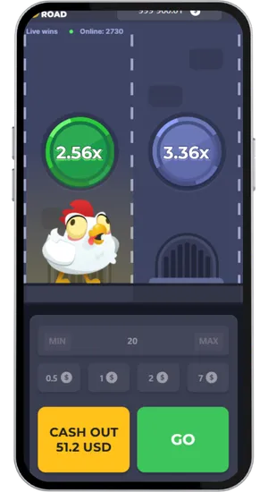 Main interface of the Chicken Road mobile slot application on a smartphone screen
